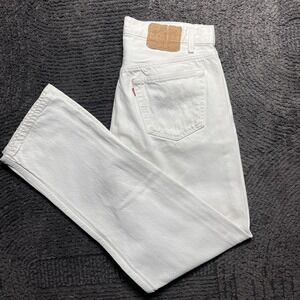 Vintage Levi's Women's 32x31 White Jeans Button Fly USA Made Straight 90s